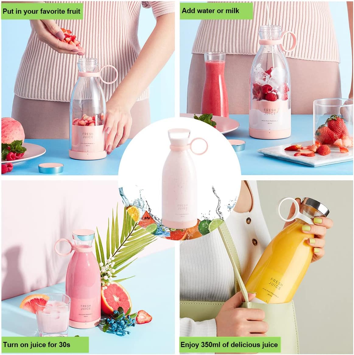 Portable Mini Blender for Fresh Juice - USB Rechargeable Personal Smoothie Maker