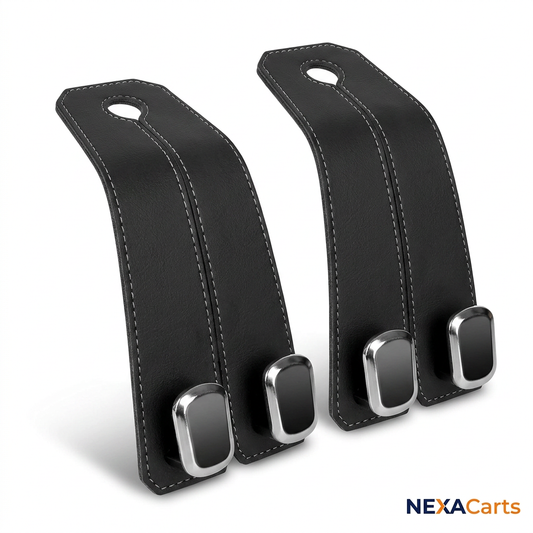 Car Hooks for Headrest, 2 Piece Seat Back Storage Hook, Leather Multifunctional Car Hanger & Holder, Universal Fit