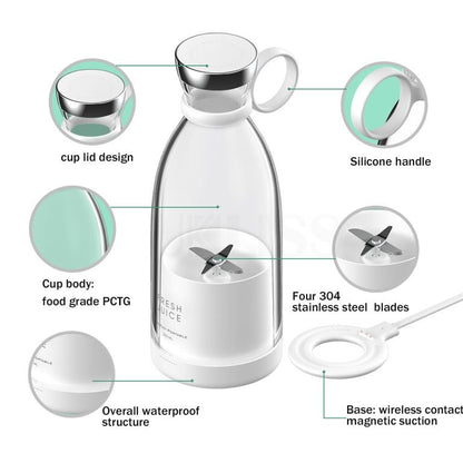 Portable Mini Blender for Fresh Juice - USB Rechargeable Personal Smoothie Maker